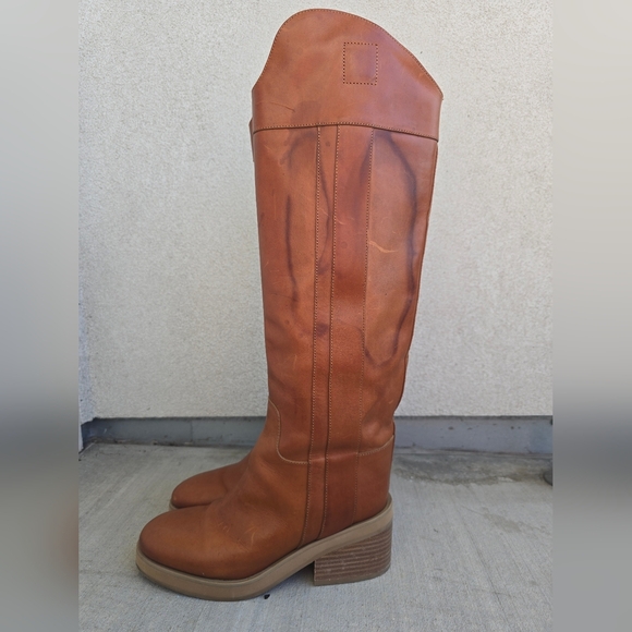 Jimmy Choo Tan Over the Knee Boots Minimalist Design - Picture 7 of 15